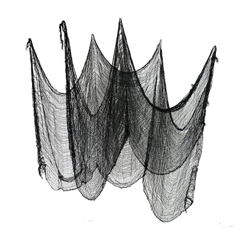 Schwarze Halloween-Gaze, 72 x 186 cm, gruseliges Tuch, schwarzes Netz, Spinnennetz-Dekor, Halloween-Horror-Haus-Party-Dekoration(Black) von GLSZNQO