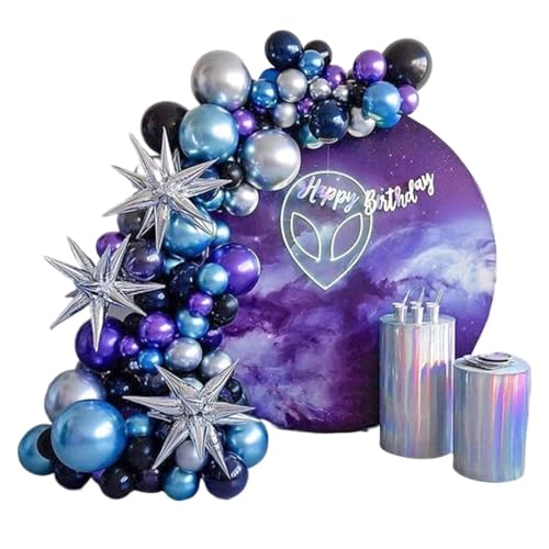 Silberweiße Pailletten-Disco-Ballon-Girlande, Bogen-Set, 4D-Silber-Starburst-Folienballons for Geburtstagsparty-Dekorationen(BZX4) von GLSZNQO