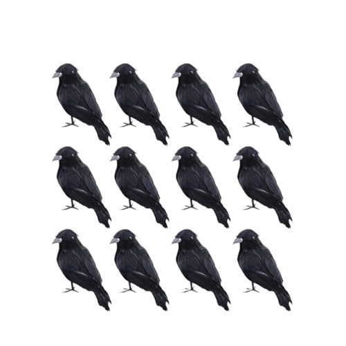 Simulation Schwarze Krähe Halloween Schwarze Krähe Requisiten Simulation Gefälschte Vogel Geist Festival Halloween Dekoration Gruseliges Spielzeug(B 12 PC) von GLSZNQO