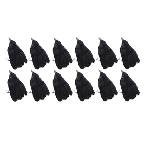 Simulation Schwarze Krähe Halloween Schwarze Krähe Requisiten Simulation Gefälschte Vogel Geist Festival Halloween Dekoration Gruseliges Spielzeug(C 12 PC) von GLSZNQO