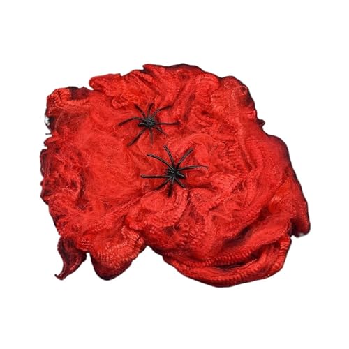 Weißes Spinnennetz for Halloween-Dekorationen, künstliches, dehnbares Spinnennetz for Halloween, gruselige Partyszene, Dekoration for Spukhaus-Requisiten(Red Spider Web) von GLSZNQO