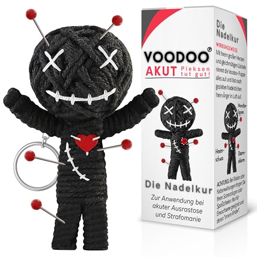 GLÜCKSGUT® Voodoo Puppe mit Nadeln | 3er Pack | Geschenkbox & Anleitung | Scherz-Medikament | Büro Geschenk für Kollegen Kollegin Chef | Anti Stress | Abschied | Büro von GLÜCKSGUT