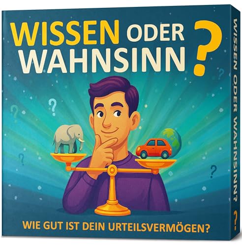 GLÜCKSWOLKE Wissen oder Wahnsinn – Wie gut ist dein Urteilsvermögen I Geniale Fragen, verblüffende Antworten I Das besondere Quiz - Spiele für Erwachsene & Teenager I ab 2 Personen I Mehr oder Weniger GLÜCKSWOLKE Wissen oder Wahnsinn – Wie gut ist dein Urteilsvermögen I Geniale Fragen, verblüffende Antworten I Das besondere Quiz - Spiele für Erwachsene & Teenager I ab 2 Personen I Mehr oder Weniger von GLÜCKSWOLKE