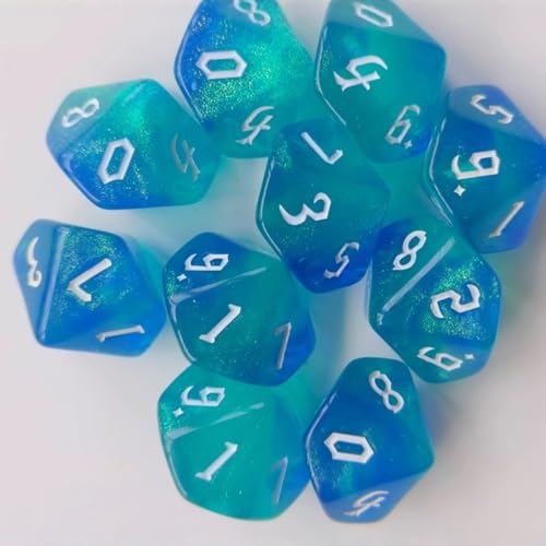 10pcs Polyedrische Würfel Glänzen Farbenfrohe Tischspiel Dices 10 Seitig Acryl Würfel Um Rollenspiele Leicht Zu Lesen von GMBYLBY