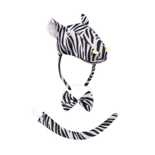 GMBYLBY 1/3/4-teiliges Zebras-Kostüm, Ohren, Stirnband, Schwanz, Fliege, Set, Tier-Kostüm, Halloween, Cosplay von GMBYLBY