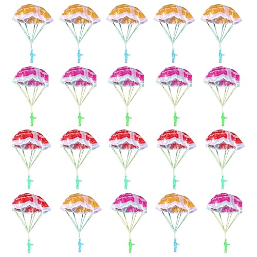 GMBYLBY 20 Pack Parachute Toy Wackles Frees Werfen Spielzeug Parachute Outdoor It Up Flying Toy Für Kinder Jungen Und Mädchen Geschenke von GMBYLBY