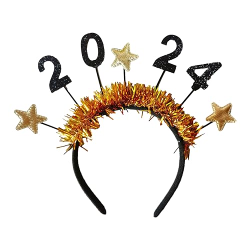 GMBYLBY 2024 Tinsel Stirnband Party Kostüm Tinsel Party Karaoke Punk Foto Requisiten Cooler Hair Hoop Nachtclub Frohes Neues Jahr Stirnband von GMBYLBY