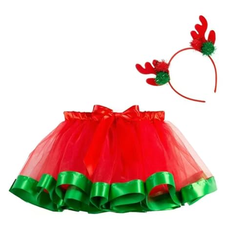 GMBYLBY 2pcs Weihnachtsfeier Kostüme Set Weihnachten Rentierstirnband Mit Tutus Rock Weihnachten Cosplay Kostüme Accessoires von GMBYLBY