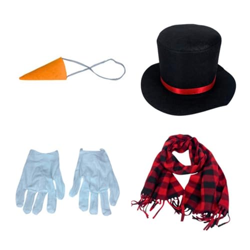 GMBYLBY 4 PCs Schneemann Kostüm Kits Winter Frosty Schneemann Kostüm Schal Nase Handschuhe Weihnachten Schneemann Kostümzubehör von GMBYLBY