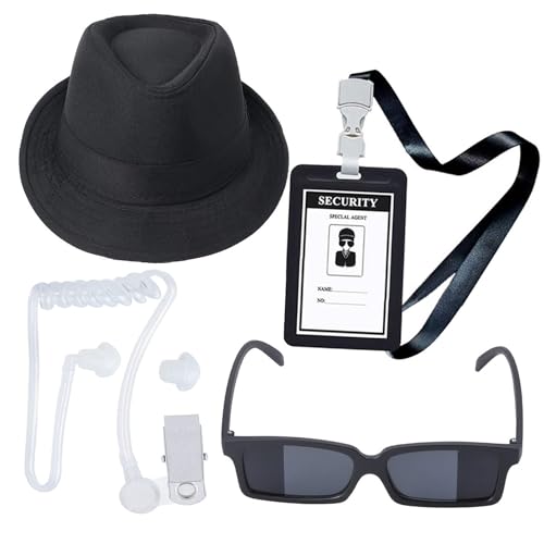 GMBYLBY 5pieces Secret Service Kostüm Cosplay Set Hochzeitsträger Sicherheitskostüm Sicherheit Ohrhörer Krawatte Sonnenbrille von GMBYLBY
