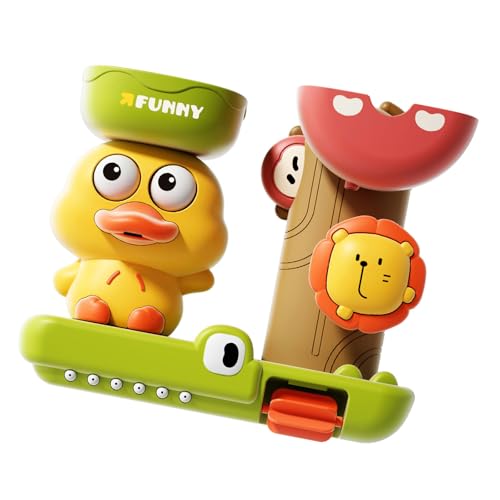 GMBYLBY Baby Bad Spielzeugset Cartoon Ente Rotierende Augen Wasserrad Spaß Duschwasser Sprühspielzeug Für Kinder Mit Starker Saugbecher von GMBYLBY