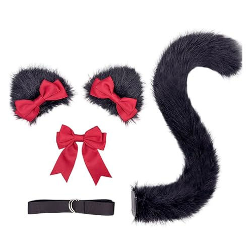 GMBYLBY Catgirl-Kostüm mit pelzigen Kätzchen-Ohren, Schwanz, Halloween, Tier, Cosplay, Zubehör für Damen, Mädchen, Maskerade, Halloween, Geburtstag GMBYLBY Catgirl-Kostüm mit pelzigen Kätzchen-Ohren, Schwanz, Halloween, Tier, Cosplay, Zubehör für Damen, Mädchen, Maskerade, Halloween, Geburtstag von GMBYLBY