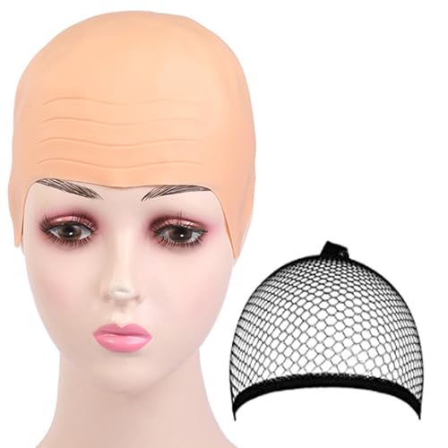 GMBYLBY Glatzenhaut, Kunstkopfhaut, Halloween, Cosplay, Kostüm, Zubehör, Glatzenhut für Erwachsene und Kinder, Glatzenperücken mit Haarnetz von GMBYLBY