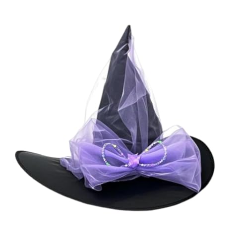 GMBYLBY Halloween-Hexenhut, Schleife, Zauberer-Kappen für Frauen und Mädchen, Cosplay, Kostüm, Zubehör, beleuchtet, spitz GMBYLBY Halloween-Hexenhut, Schleife, Zauberer-Kappen für Frauen und Mädchen, Cosplay, Kostüm, Zubehör, beleuchtet, spitz von GMBYLBY