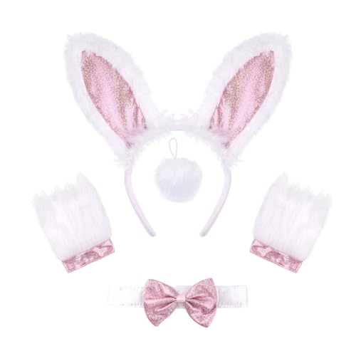 GMBYLBY Hasenohren, Stirnband, Kragen, Fliege, Manschette, Hasenschwanz für Halloween, Cosplay, Party, Ostern, Kostüm-Set GMBYLBY Hasenohren, Stirnband, Kragen, Fliege, Manschette, Hasenschwanz für Halloween, Cosplay, Party, Ostern, Kostüm-Set von GMBYLBY