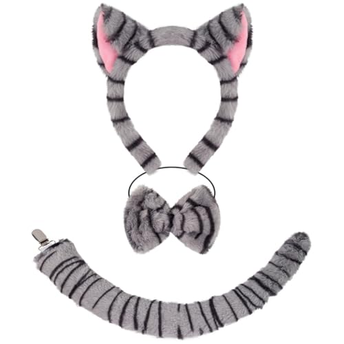 GMBYLBY Katzenkostüm-Set, Ohren, Schwanz, Bowite, Tutus, Tier-Kostüm, Zubehör für Kinder, Mädchen, Halloween von GMBYLBY