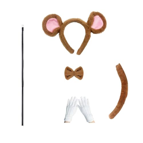 GMBYLBY Kostümzubehör-Set, Ohren, Stirnband, Schwanz, Sonnenbrille, Tier-Kostüm, für Halloween, Cosplay, Cosplay von GMBYLBY