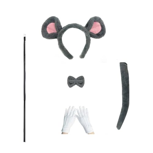 GMBYLBY Kostümzubehör-Set, Ohren, Stirnband, Schwanz, Sonnenbrille, Tier-Kostüm, für Halloween, Cosplay, Cosplay von GMBYLBY