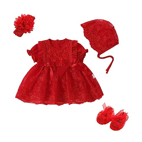 GMBYLBY Neugeborene Foto Requisiten Motorhaube Spitzenkleid Strampler Blumenstirnband Schuhe Baby Fotografie Anzug Prinzessin Outfit Foto Kostüm Neugeborene Fotografie Requisiten Accessoires von GMBYLBY