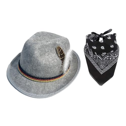 GMBYLBY Oktoberfest Hut mit Schal und Herz Rahmen Brille Erwachsene Oktoberfest Kostüm für Männer Frauen Oktoberfest Feier von GMBYLBY