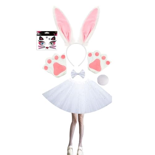GMBYLBY Osterhasen-Kostüm-Zubehör-Set mit Hasenohren, Stirnband, Fliege, Schwanz und Armstulpen, Halloween-Cosplay-Kostüm GMBYLBY Osterhasen-Kostüm-Zubehör-Set mit Hasenohren, Stirnband, Fliege, Schwanz und Armstulpen, Halloween-Cosplay-Kostüm von GMBYLBY