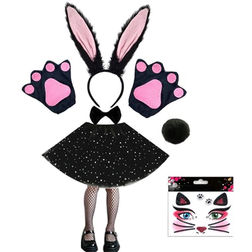 GMBYLBY Osterhasen-Kostüm-Zubehör-Set mit Hasenohren, Stirnband, Fliege, Schwanz und Armstulpen, Halloween-Cosplay-Kostüm GMBYLBY Osterhasen-Kostüm-Zubehör-Set mit Hasenohren, Stirnband, Fliege, Schwanz und Armstulpen, Halloween-Cosplay-Kostüm von GMBYLBY