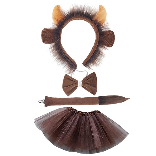 GMBYLBY Plüsch Rinder Ohrhörer Hairhoop Cartoon Horn Stirnband Cosplay Kostüm Halloween Party Schöne Kopfschmuck Kinder Lustige Kopfbedeckungen Cosplay Accessoires Kinder Tierkostüm von GMBYLBY