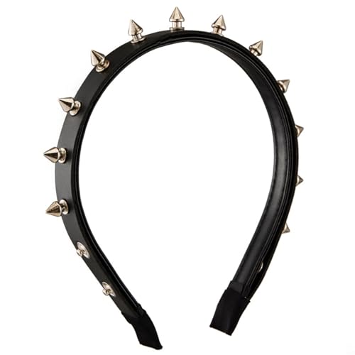GMBYLBY Punk Nieten Haop Hoop Dark Halloween Kostüm Kopfbedeckung Verstellbares Pu Punk Stirnband Mit Stachelnieten von GMBYLBY