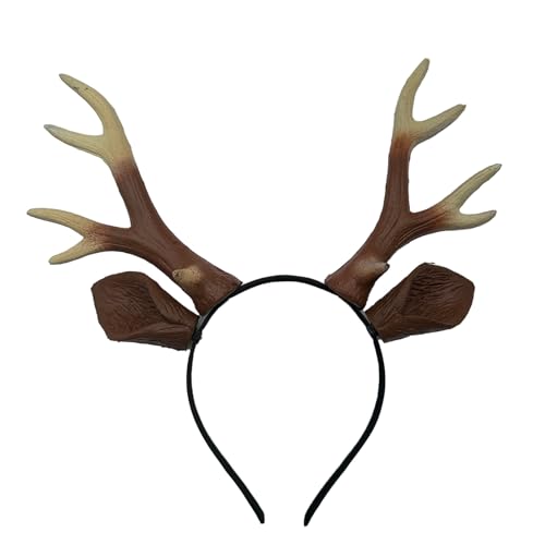 GMBYLBY Realistisches Hirschgeweih Haarband Rentiergeweih Stirnband Tier Hirsch Ohren Haarband Weihnachten Halloween Cosplay Kostüm Halloween Cosplay Kostüme von GMBYLBY