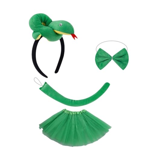 GMBYLBY Schlangen-Rollenspiel-Kostüm-Set mit Stirnband, Schwanz, Fliege, Rock für Kinder, Cosplay, Halloween, Tier-Outfit GMBYLBY Schlangen-Rollenspiel-Kostüm-Set mit Stirnband, Schwanz, Fliege, Rock für Kinder, Cosplay, Halloween, Tier-Outfit von GMBYLBY