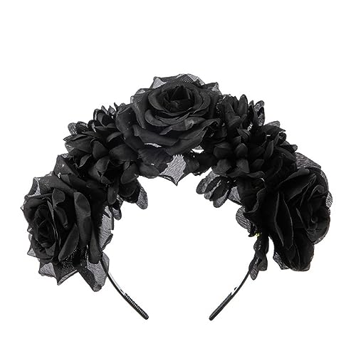GMBYLBY Simulierte Blumen Und Schädelform Stirnband Für Frauen Halloween Party Haare Haarband Frau Haarzubehör Halloween Blumenhaarband von GMBYLBY