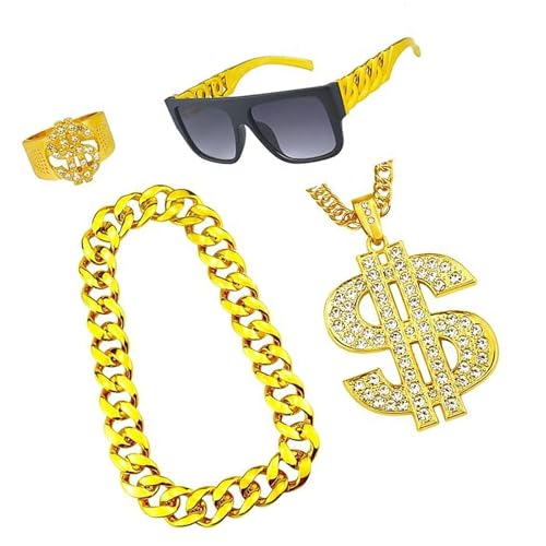 GMBYLBY Stilvolle Goldene Kette Halskette Neuheit Brille Cosplay Brille Für Frauen Männer Musikfestival Halloween Partys Cosplay von GMBYLBY