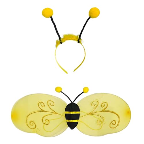 GMBYLBY Tierflügel Cosplay Kostüm Für Frauen Kinder Geburtstag Maskerade Partys Halloween Tierflügel Kostüm Stirnband Zauberstab von GMBYLBY