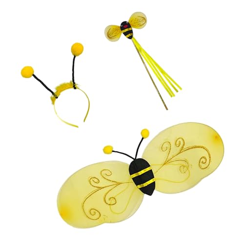 GMBYLBY Tierflügel Cosplay Kostüm Für Frauen Kinder Geburtstag Maskerade Partys Halloween Tierflügel Kostüm Stirnband Zauberstab von GMBYLBY