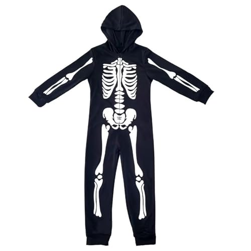 Halloween-Kostüm für Kinder, leuchtet im Dunkeln, Skelett-Anzug, Overall, Design-freundlicher Overall, Rollenspiel, Party-Outfits, Halloween-Party-Kostüm für Jungen und Mädchen von GMBYLBY