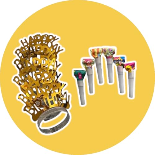 GMM Geburtstagsdekoration, Set mit 12 Stück Geburtstagsdekoration, Happy Birthday Haarreif und Metall-Trompeten, Set für Geburtstagsfeiern für Kinder und Erwachsene. GMM Geburtstagsdekoration, Set mit 12 Stück Geburtstagsdekoration, Happy Birthday Haarreif und Metall-Trompeten, Set für Geburtstagsfeiern für Kinder und Erwachsene. von GMM