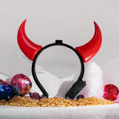GMM Rote Teufelshörner Teufelsreifen Teufel Stirnband Zubehör für Kostümparty Halloween Karneval Cosplay von GMM