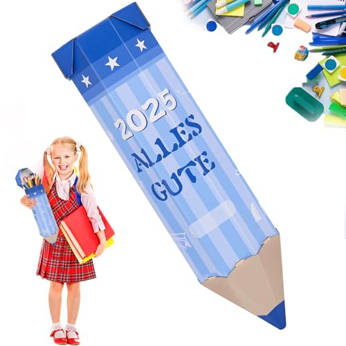 GMMG Schultüte Zuckertüte, 3D Bleistiftform Geschenk Tüte Schule, Geschenksackerl, Geschwisterschultüte, Geschenkverpackung für Schulmaterialien zur Einschulung Schulanfang von GMMG