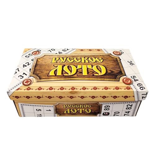 GMMH Bingo Set, Russisches Lotto, Spiel, Gesellschaftsspiel mit Holzfiguren (Kartonkiste, LN-30-9) Spieleabend Familie/Party, Loto Bingospiel Familienspiel für Erwachsene und Kinder ab 6 Jahren von GMMH