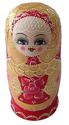 GMMH Matroschka Matrjoschka Matruschka rot Handarbeit Traditionelle Russische Holzpuppe (M7) 20 cm Hoch Matröschka Holzpuppe Babuschka LN 16-3 von GMMH