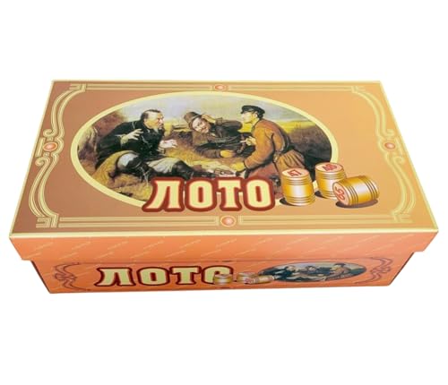 GMMH Russisches Lotto (Loto) Spielset mit Holzfiguren Bingospiel Familienspiel (Karton helll) von GMMH