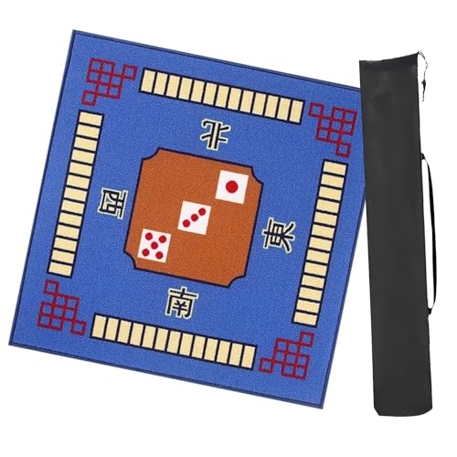 GMSDHCY Mahjong-Tischdecke Quadratische Mahjong-Tischmatte, Verdickte, rutschfeste Spielkartenmatte for Poker, Kartenspiele, Brettspiele, Fliesen-Mahjong-Spiele (Color : Blue, Size : 30.7x30.7inch) von GMSDHCY