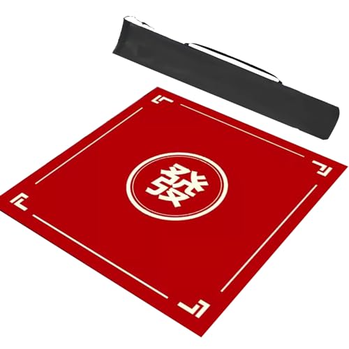 GMSDHCY Mahjong-Tischdecke rutschfeste Spielmatte Aus Gummi, Mahjong, Domino, Poker, Karten Und Brettspiele, Tischauflage Mit Tragetasche (Color : Red, Size : 35.4x35.4in/90x90cm) von GMSDHCY