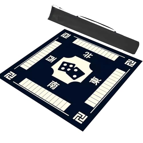 Mahjong-Tischdecke Quadratische Mahjong-Tischmatte mit Regeln, Heimspiel-Kartenspielmatte, doppelseitige, rutschfeste, geräuschreduzierende Spieltischabdeckung ( Color : Blue , Size : 31.5x31.5in/80x8 von GMSDHCY