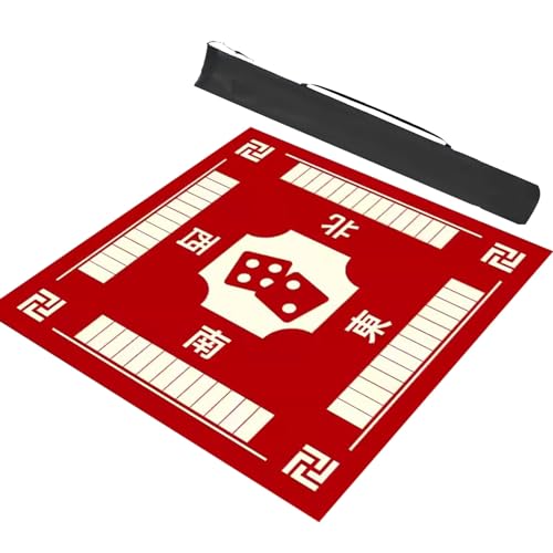 Mahjong-Tischdecke Quadratische Mahjong-Tischmatte mit Regeln, Heimspiel-Kartenspielmatte, doppelseitige, rutschfeste, geräuschreduzierende Spieltischabdeckung ( Color : Red , Size : 27.6x27.6in/70x70 von GMSDHCY