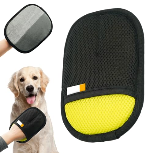 Fellmagnet, 2025 Neu Static Removal Gloves Pet, Fellhandschuhe Fingerlos Katze, Katzen Handschuhe Fellpflege Für Glattes und Gesundes Fell Für Kleidung, Sofas (Gelb) von GMTEO