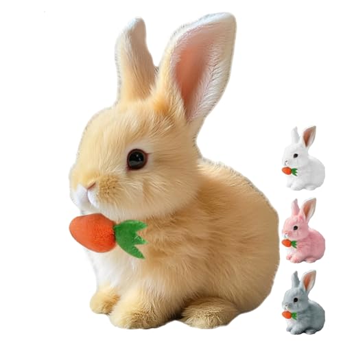 GMTEO Realistic Bunny Toy, Hüpfendes Kaninchen Spielzeug, Ostern Plüschhase, Hasen Spielzeug Geräusche Macht und Dessen Ohren und Nase Sich Bewegen, Plüschhase Kuschelhase (braun) von GMTEO