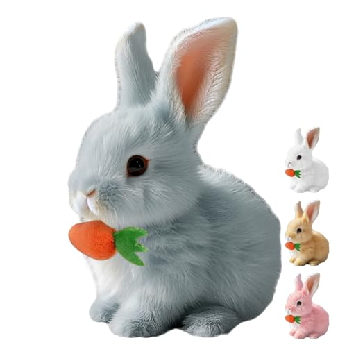 Ostern Realistic Bunny Toy, 2025 Neu Hüpfendes Kaninchen Spielzeug, Ostern Plüschhase, Hasen Spielzeug Geräusche Macht und Dessen Ohren und Nase Sich Bewegen, Plüschhase Kuschelhase (Grau) von GMTEO