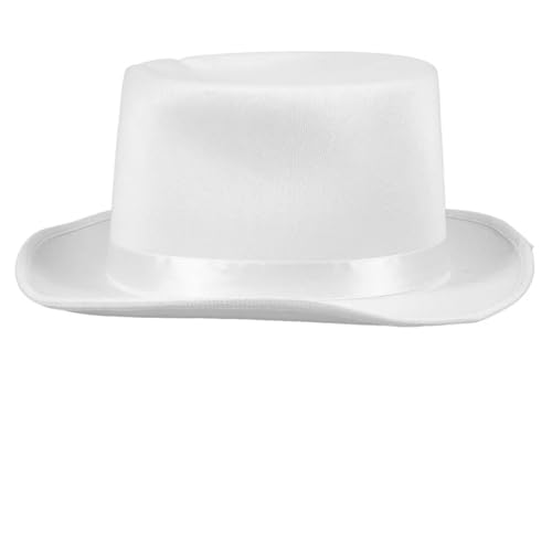 GMVZGQW Fedora-Hut für Herren, unisex, Melierhut, schwarzer Hut, Bowler, Zylinderhut, Kostüm, Zauberer, aufgeführter Hut für Partys (weiß) von GMVZGQW