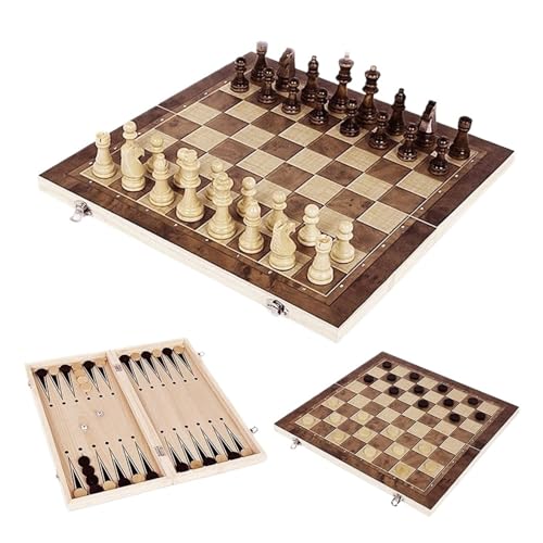 Schach 3 in 1 Schachspielbrett Faltbare Aufbewahrung Holz Schachbrett-Sets Exquisites Schachset Schach und Dame Spiel Set für Schachturnier Schach 3 in 1 Schachspielbrett Faltbare Aufbewahrung Holz Schachbrett-Sets Exquisites Schachset Schach und Dame Spiel Set für Schachturnier von GMVZGQW
